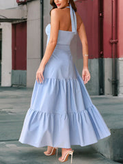 Sexy Halter Bandage Slim Tiered Dress