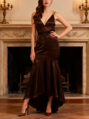 Fashion V Neck Sleeveless Slim Split Maxi Dress