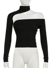 Sexy Off Shoulder Cut Out Turtleneck Top