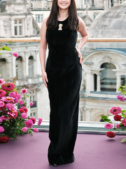 Fashion Round Neck Sleeveless Hollow out Slim Maxi Dress