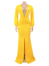 Solid Color Deep V Party Club Dress