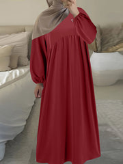 Muslim Lantern Sleeve Loose Casual Long Dress