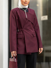 Fashion Asymmetrical Cross Lace-up Slim Blazer