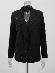 Elegant Rhinestone Embellished Blazer