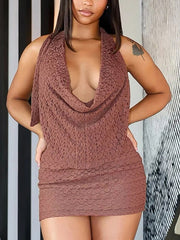 Sexy Lace Halter Lace-up Mini Skirt Beach Two Piece Set