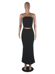 Fashion Tube Top and Slim Maxi Skirt Two Piece Set