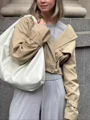 Suit Collar Double Breasted Cropped Jacket