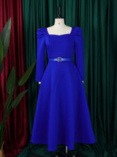 Solid Color Bubble Sleeves Party Dress