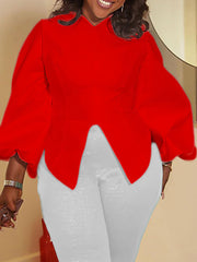 Elegant V Neck Puff Sleeve Shirt Top