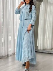 Boutique Rhinestone Embroidered Jacket Sleeveless Dress