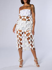 Boutique Metal Chain Thin Shoulder Strap Bow Dress