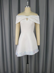 Elegant Off Shoulder Sequin Slim Party Dress