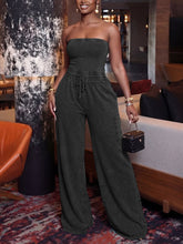 Casual Wash Strapless Wide Leg Jumpsuit