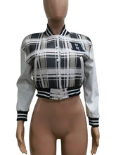 Letter Print Patchwork Cropped Jacket