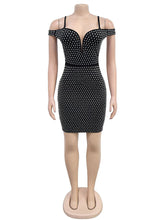 Spaghetti Strap Rhinestone Slim Mini Dress