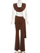 Elegant Crop Top and Package Hip Trousers Sets