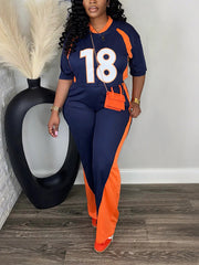 Fashion Digital Print Half Sleeve Casual Two Pieces Set