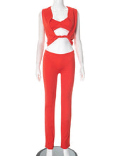 Sexy Hollow Out Vest Tight Trousers Three Piece Set