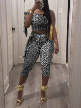 Sexy Leopard Print Top And Leggings Casual Set