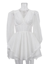 Sexy V Neck Cinched Waist Ruffles Mini Dress