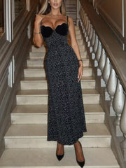 Sexy Spaghetti Strap Polka Dot Print Maxi Dress