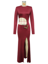 Sexy Cut Out Crop Bodycon Maxi Dress