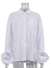 Fashion Flower Long Sleeve Loose Casual Blouse