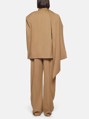 Scarf Collar Hollow Out Blazer Straight Pants Suit