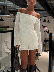 Sexy Ruched Off Shoulder Bodycon Mini Dress