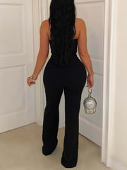 Elegant Rhinestone Embellishment Halter Jumpsuit