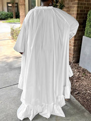 Casual Loose V-neck Lantern Sleeve Dress