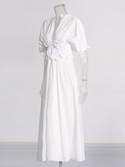 Elegant Floral Applique V-neck Maxi Dress