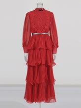 Boutique Lace Embroider Tiered Maxi Dress