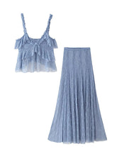 Sexy Lace See-Through Tiered Top and Skirt Sets