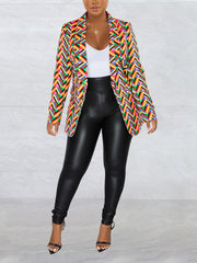 Fashion Colorful Dot Print Button Slim Blazer