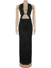 Sexy Backless Ruched Corset Maxi Dress