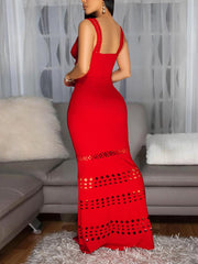 Trendy V-neck Hollow out Pleated Dress