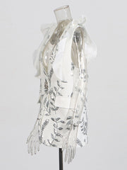 Fashion V-neck Ruffle Patchwork Sequined Waistcoat