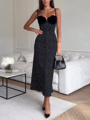 Sexy Spaghetti Strap Polka Dot Print Maxi Dress