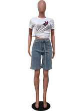 Fashion Rhinestone Embellishment Denim Shorts