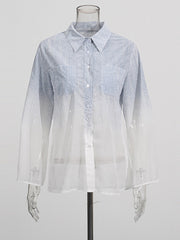 Fashion Gradient Denim Color Shirt and Pants Set