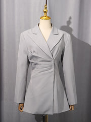 Elegant Cinched Waist Ruched Blazer
