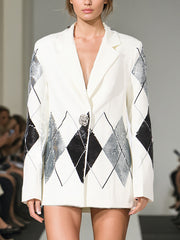 Fashion Sequin One Button Blazer