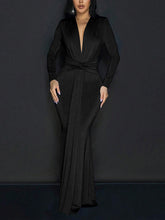 Sexy Deep V Front Twist Drape Maxi Dress