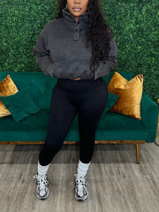 Washed Sweatshirt Tight Pant Sports Casual Sets