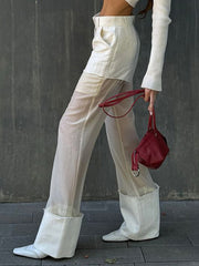 Fashion High Waist Wide-Leg Sheer Pants