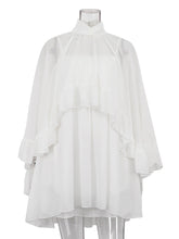 Elegant See-through Smock Top Slip Dress Two Piece Set