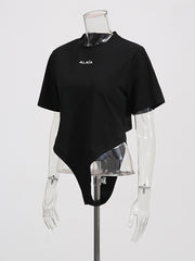 Sexy Round Collar Slim T-Shirts Bodysuit