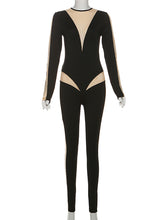 Round Neck Colorblock Slim Jumpsuit