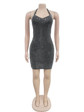 Sexy Halter Backless Rhinestone Slim-Fit Hip Dress